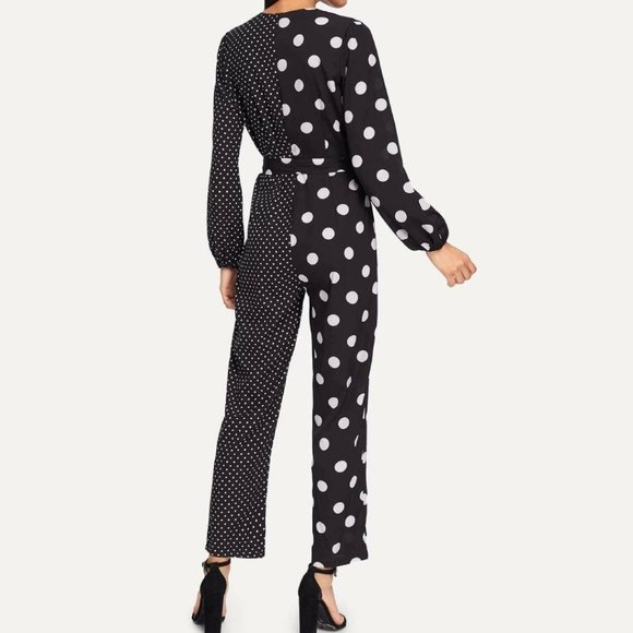 SHEIN Contrast Polka Dot Romper Jumpsuit - Picture 2 of 6
